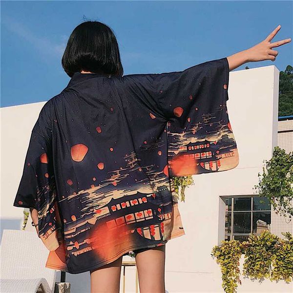 

japanese kimono new feeling clothining japanese dress kimono cardigan korean fashion protection women clothing outerwear black, Red