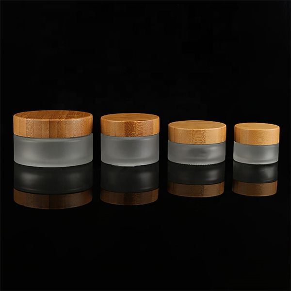 

storage bottles & jars 30g frosty cosmetic glass jar with bamboo lid