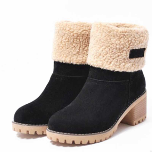 

sts women boots plus size 43 snow boot for women winter shoes heels winter ankle boots botas mujer warm plush insole shoes wom, Black
