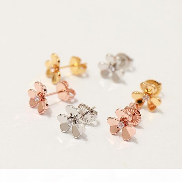 

stud earring with diamond flower style for women wedding charm earring ps8624, Golden