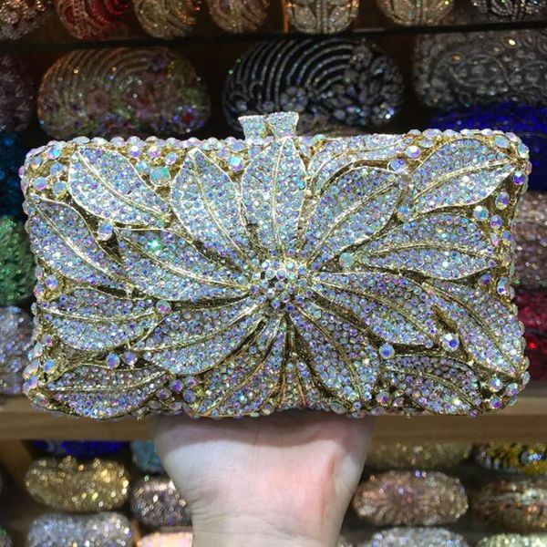 

xiyuan purple evening bag crystal clutch bag gold rhinestone party purse female pochette women wedding wallet
