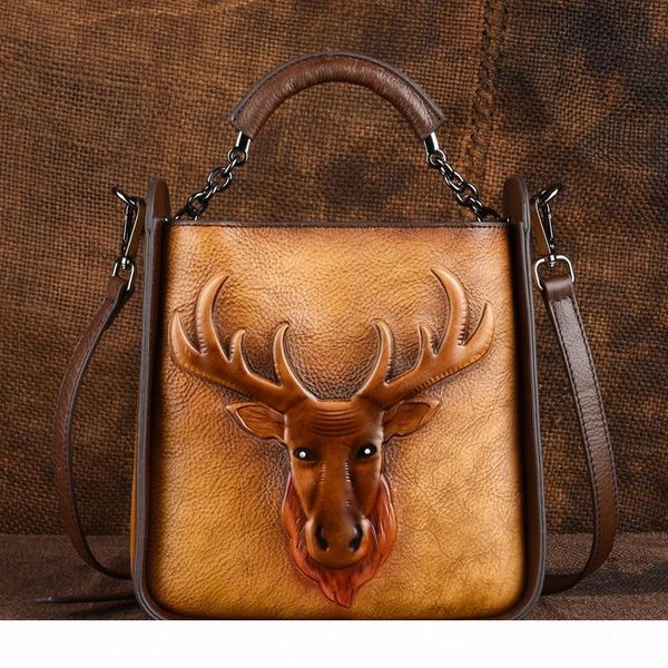 

designer- premium designer handbags soft genuine leather retro fashion shoulder bags deer pattern crossbody bags