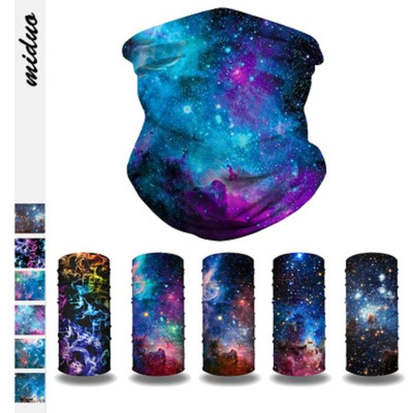 

outdoor sport multifunctional bandana headband starry sky print hairband face scarf light and breathable scarf soft magic bandanas headwear, Silver