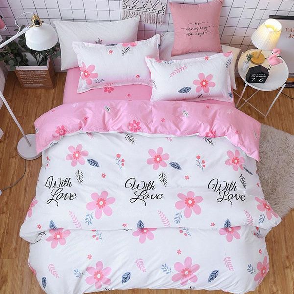 

pink flower 4pcs girl boy kid bed cover set duvet cover child bed sheets and pillowcases comforter bedding set 2tj-j018