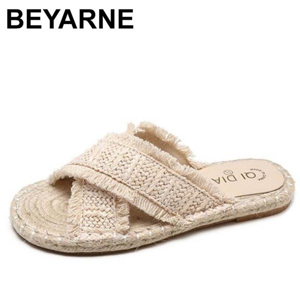 

beyarnedirect delivery brand designer women slippers rural summer feelings lovers woven straw sandals ladies beach slippers zapa, Black