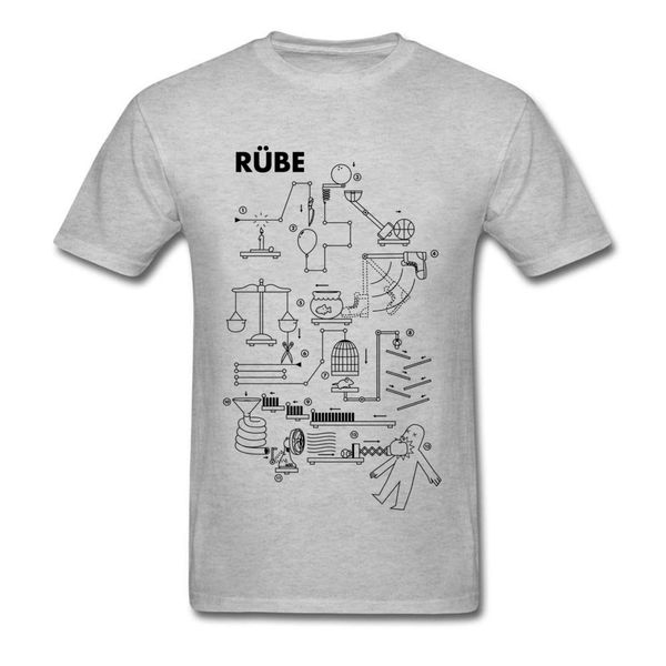 

2018 creative rube cartoon t-shirt funny birthday custom men's shirts short sleeve grey tees libra cage ball gift