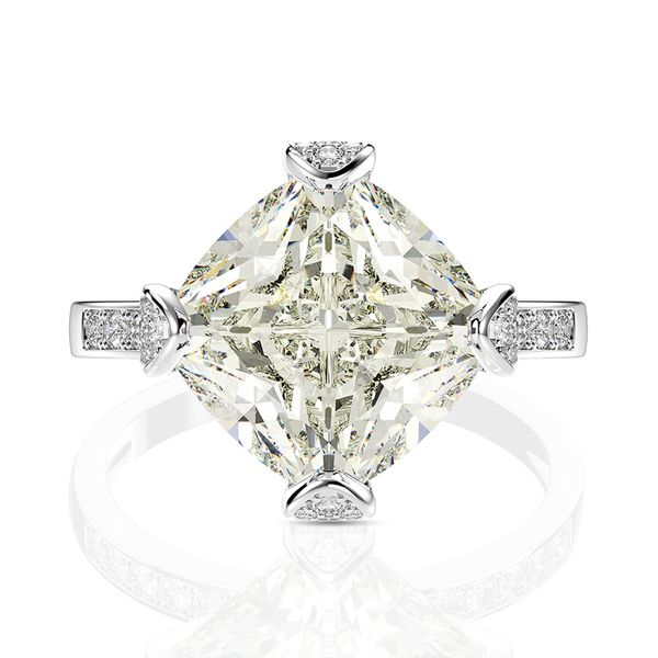 

oevas classic 100% 925 sterling silver created moissanite gemstone wedding engagement diamonds ring sparking fine jewelry, Golden;silver