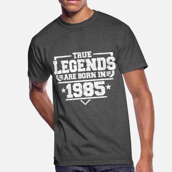 

true legend born in 1985 35th birthday gift t shirt men character 100% cotton round neck pattern fitness breathable summer formal shirt, White;black