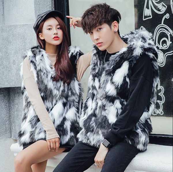 

colete masculino faux mink leather men vest hooded casual clothing camiseta tirantes hombre personalized autumn winter korean, Black;white