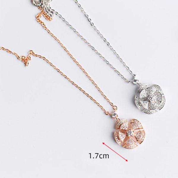 

high end designer diavs original s925 silvers fan shape roller pendant inlaid pave zircon skirt dream necklaces dream jewelry, Silver