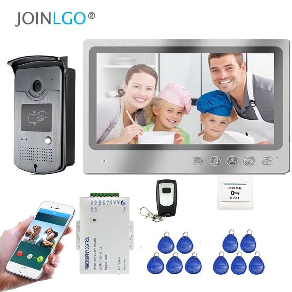 

video door phones 9" touch screen wifi ip doorbell home intercom phone record system remote view unlock rfid camera