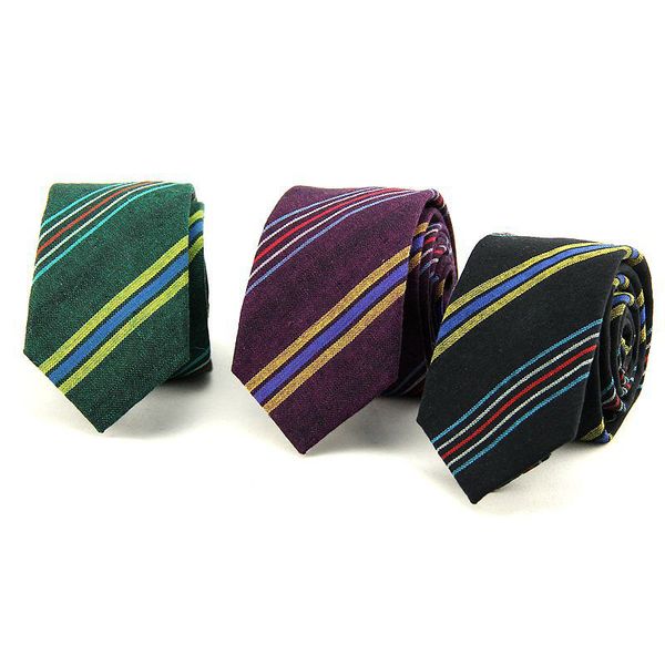 

windj men cotton necktie stripe business green purple black, Black;gray