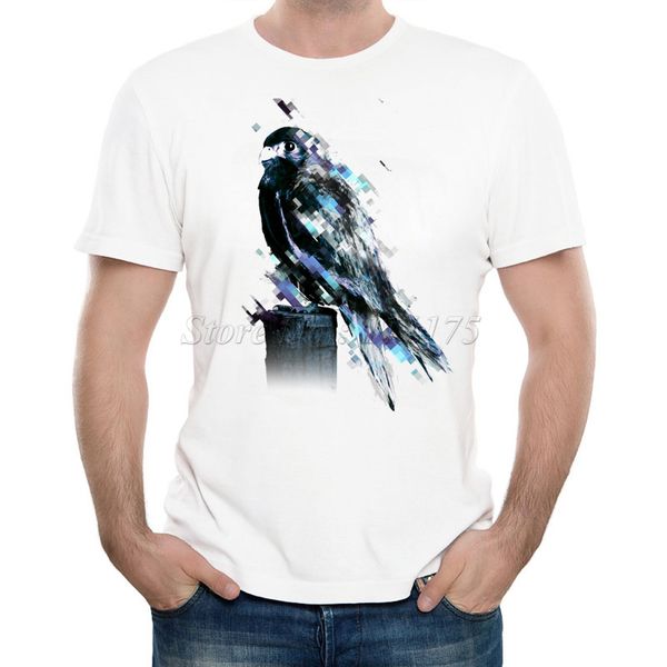 

новые поступления 2019 мужская летняя мода мозаика птица printed t shirt прохладный tops высокого качества вскользь с коротким рукавом тройн