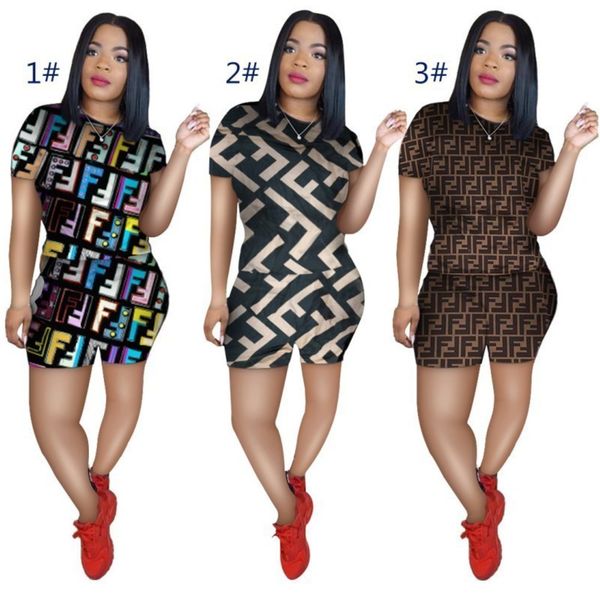 

women designer tracksuit print short sleeve outfits shirt pants 2 piece set sportswear skinny shirt shorts sport suit s-xxl l96, Gray