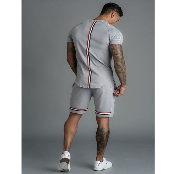 

men's tracksuits short sleeve stitching suit men two pieces mens sets t shirt shorts casual tracksuit set sweatsuit patchwork sportswea, Gray