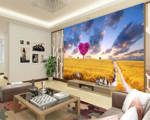 

custom mural 3d wallpaper dreamy wheat field beautiful scenery home decor living room bedroom wallcovering hd wallpaper