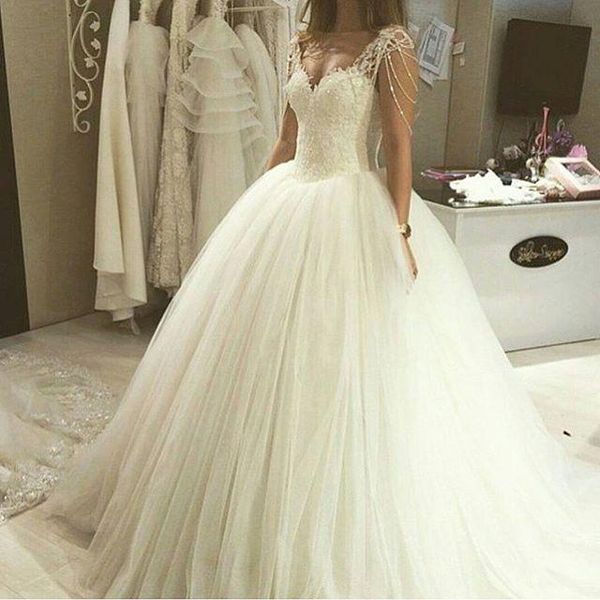 

Ball Gown Wedding Dresses 2019 Beaded Lace-up Sweetheart Floor Length Tulle Bridal Gowns Free Shipping 2016