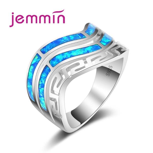 

fashion women's jewelry ring blue fire opal rings 925 sterling silver for wedding party size 6 7 8 9, Golden;silver