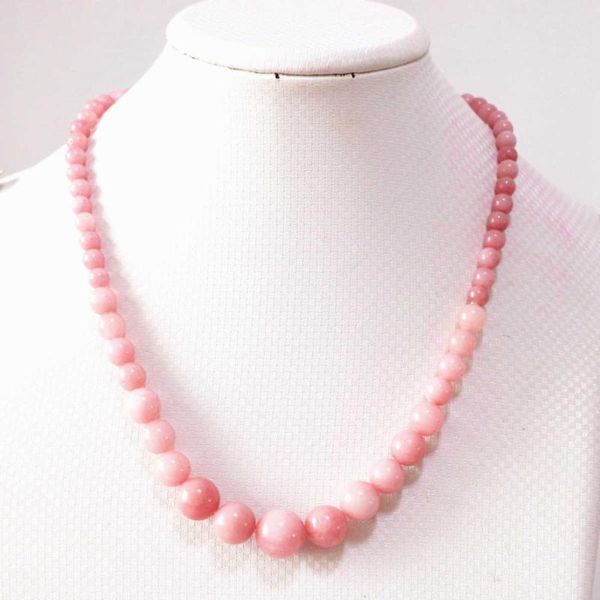 

new fashion women chain necklace pink rhodochrosite 6-14mm round beads strand choker jewelry elegant gifts 18inch b617, Silver