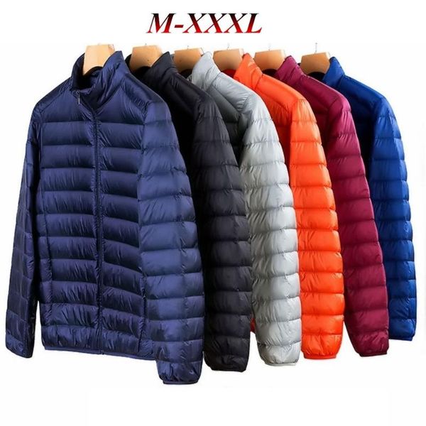 

m-xxxl 5 colors down jacket for men winter warm 90% white duck down standing collar man casual waterproof outdoor coats, Black