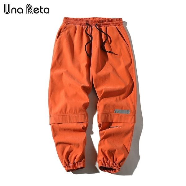 

una reta m-5xl streetwear joggers new summer casual pants men pantalones hip hop cargo pants elastic waist velcro men's pants, Black