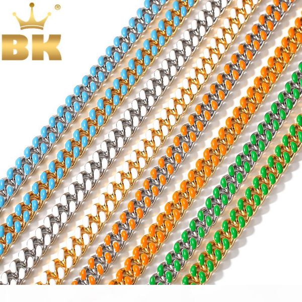 

bling king из нержавеющей стали с 316 красочных ожерелий 11мм тяжелого майами кубинского link chain hiphop цвет золото ювелирных изделия спо, Silver