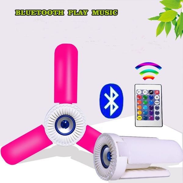 

led music bulb bluetooth speaker rgb changing lamp wireless stereo audio with 24 keys remote controll foldable leaves lamp