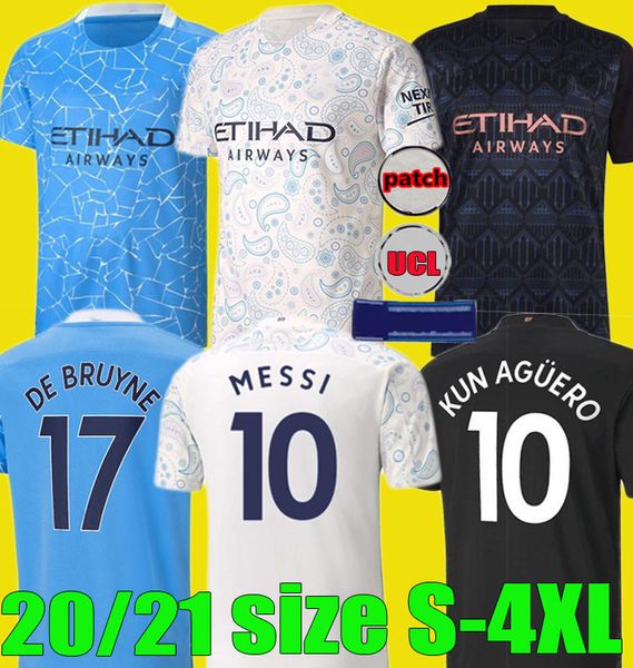

size s - 4xl 20 21 manchester messi city soccer jerseys 2020 2021 g. jesus mahrez de bruyne kun aguero sterling football shirts uniforms, Black;yellow