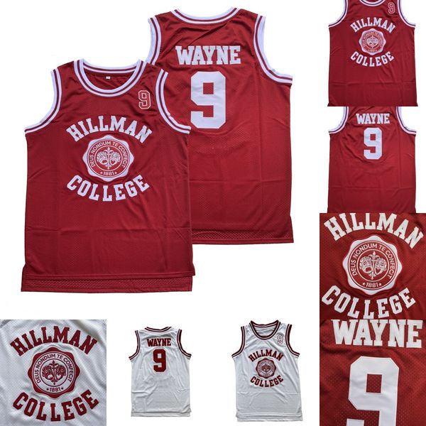 Männer Wayne 9 Hillman College Theater Rot Weiß Basketball Jersey Alle Ed Movie Jerseys S-xxxl