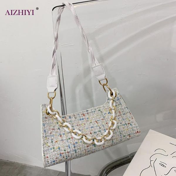 

autumn winter fashion woolen handbags acrylic chain women shoulder tote bag