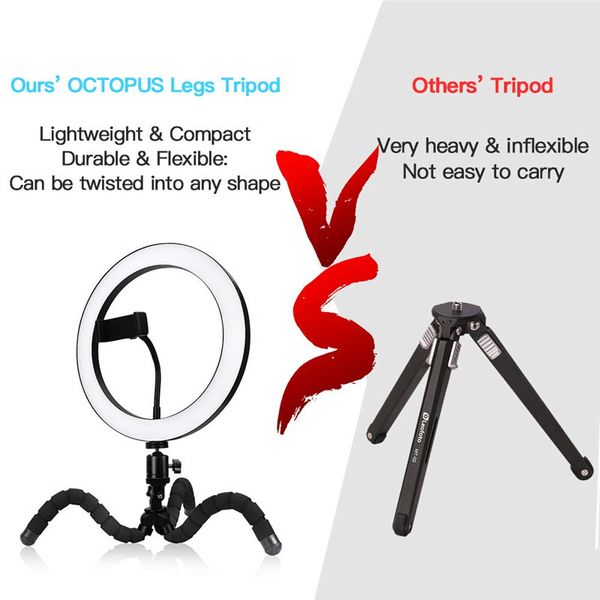 

6 8 inch selfie led ring light flexible tripod stand phone holder dimmable mini camera light for youtube video makeup tik tok