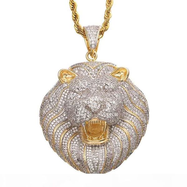 

mens jewelry hip hop iced out pendant luxury designer necklace bling diamond cuban link chain big pendants lion animal rapper accessories657, Silver