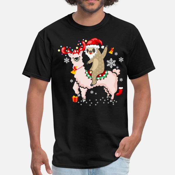 

sloth riding llama santa reindeer christmas gift t shirt men printed 100% cotton o neck unique sunlight fashion summer style trend shirt