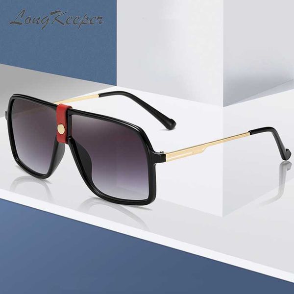 

longkeeper square leather rivet sunglasses men women fashion punk oversize shades uv400 vintage sun glasses oculos masculino, White;black