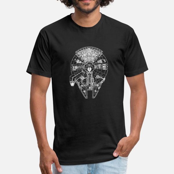 

millenium falcon blueprints t shirt men designer short sleeve s-xxxl homme fit new style summer style family shirt