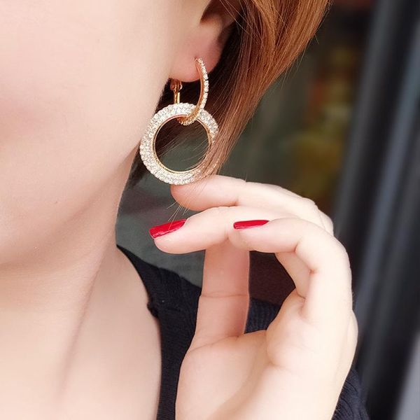 

gift preferred designer earrings rhinestone women earrings gold plated hoop earrings luxury crystal fashion earring wholesale, Golden;silver
