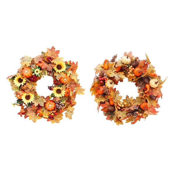 

2pcs fall wreath door garland maple leaf home wall decor for thanksgiving