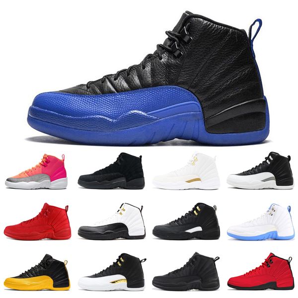 

Hot 12 FIBA University Gold Reverse Flu Game Dark Concord OVo White Men Basketball Shoes 12s Playoff French Blue Sports Sneakers