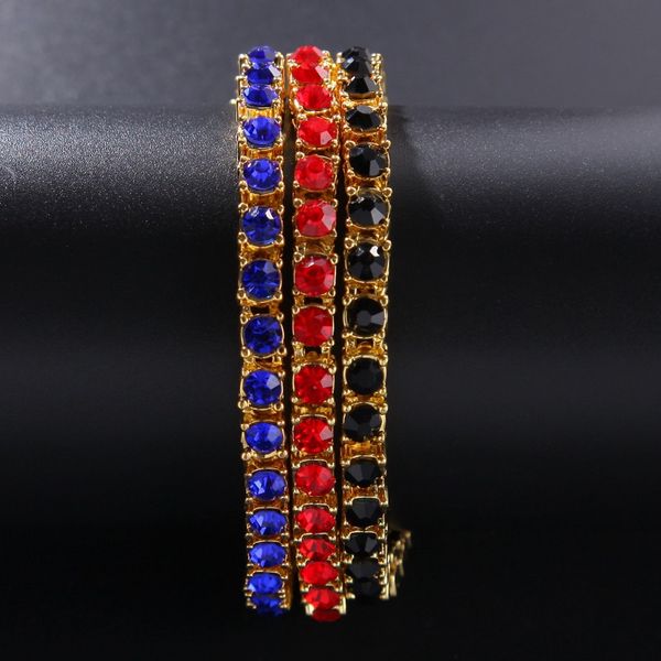 

iced out gold chain bracelet for mens fashion hip hop diamond tennis bracelets jewelry single row black rhinestone bracelet