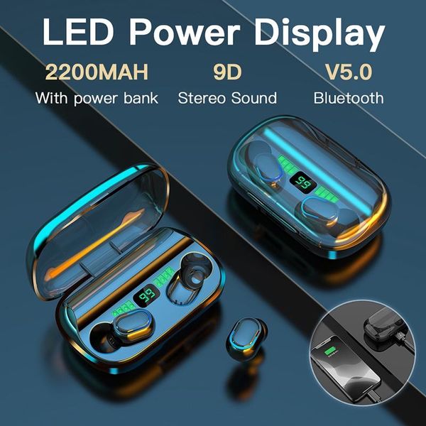

xt01 tws bluetooth5.0 earphones 2200mah charging box wireless headset the 9dstereo sports waterproof earbuds headsets with microphone