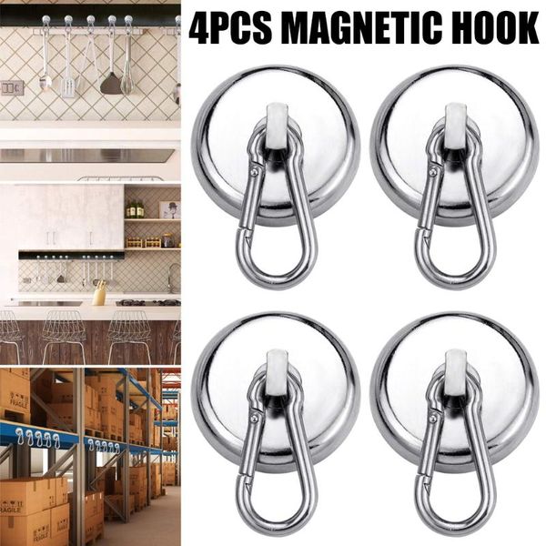 

magnetic hooks strong heavy duty neodymium magnet hooks with swivel carabiner hook for refrigerator 4pcs ksi999
