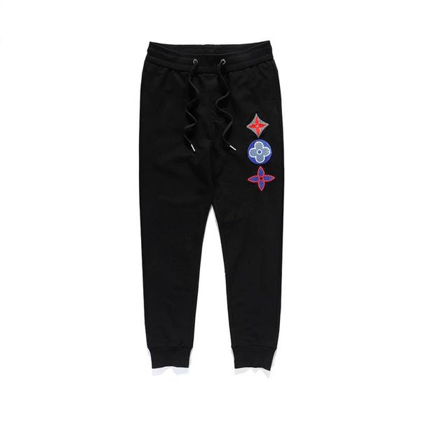 

2020 fashion brand embroidery men's pants slim solid color elasticity men casual pants man cotton trousers designer men's pantsm-2, Black