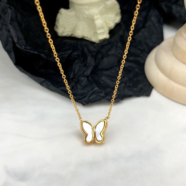 

delicate jewelry necklace selling design singel chian with cream butterfly pendant necklace women jewelry for gilr lady gift, Silver