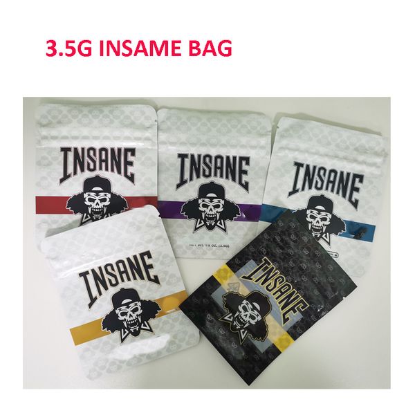 

3.5 gram child proof insame bag 5 colors smell proof bags vape packaging insane mylar zipper bag