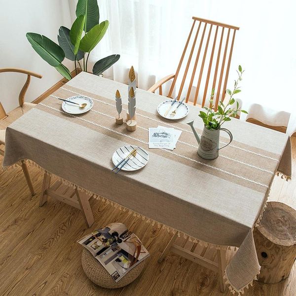 

table cloth 30 japan style linen cotton tassel rectangular lace edge tablecloth for wedding dustproof covers home