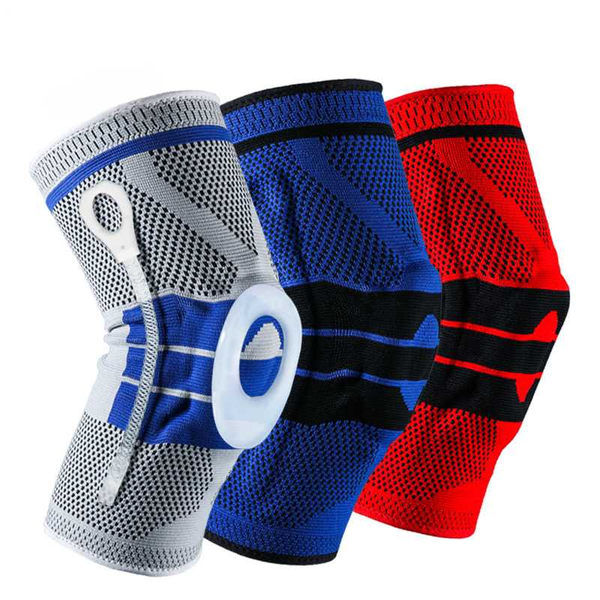 

1 pcs knee patella protector brace silicone spring knee pad basketball running meniscus compression sleeve support sports, Black;gray
