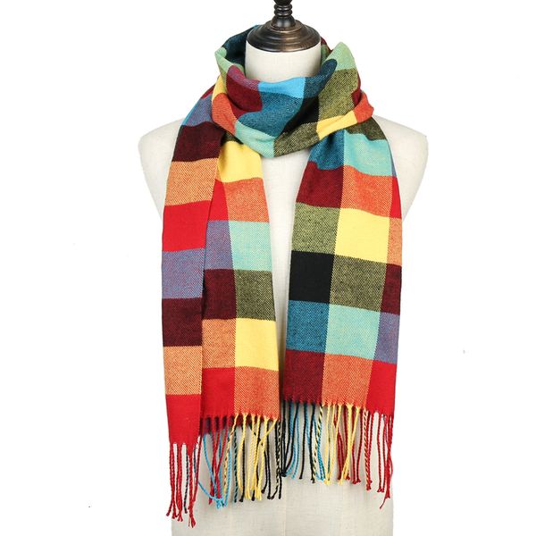 

2020 plaid scarf women winter shawls warm foulard for child cashmere neck wraps retro lattice echarpe men scarves bufanda, Blue;gray