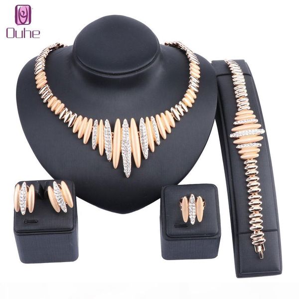 

latest fashion italian jewelry dubai gold color jewelry sets african beads crystal necklace jewellery, Black