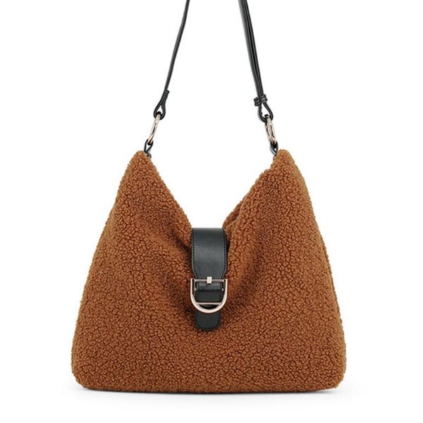 

2020 fashion simple large capacity one-shoulder handbag bag women's new style autumn and winter-lambs wool versitile