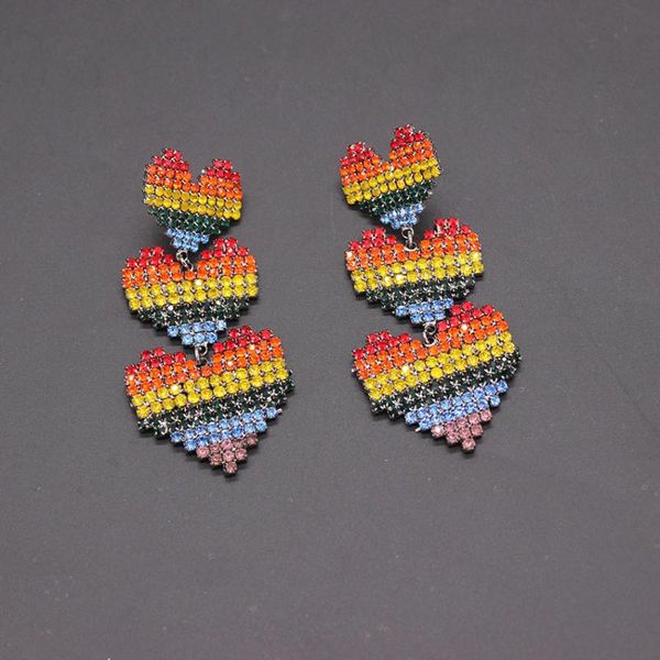 

stud full heart long earrings ladies with catwalk girl accessories temperament fashion wild 868, Golden;silver